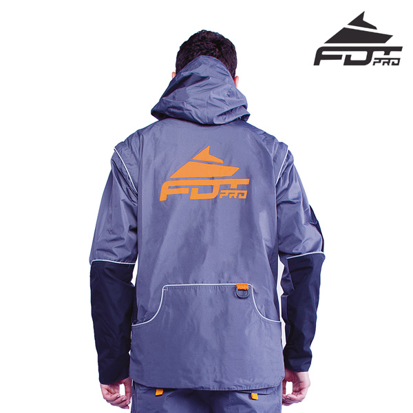 FDT Professional Dog Training Jacket Grey Color with Comfy Side Pockets